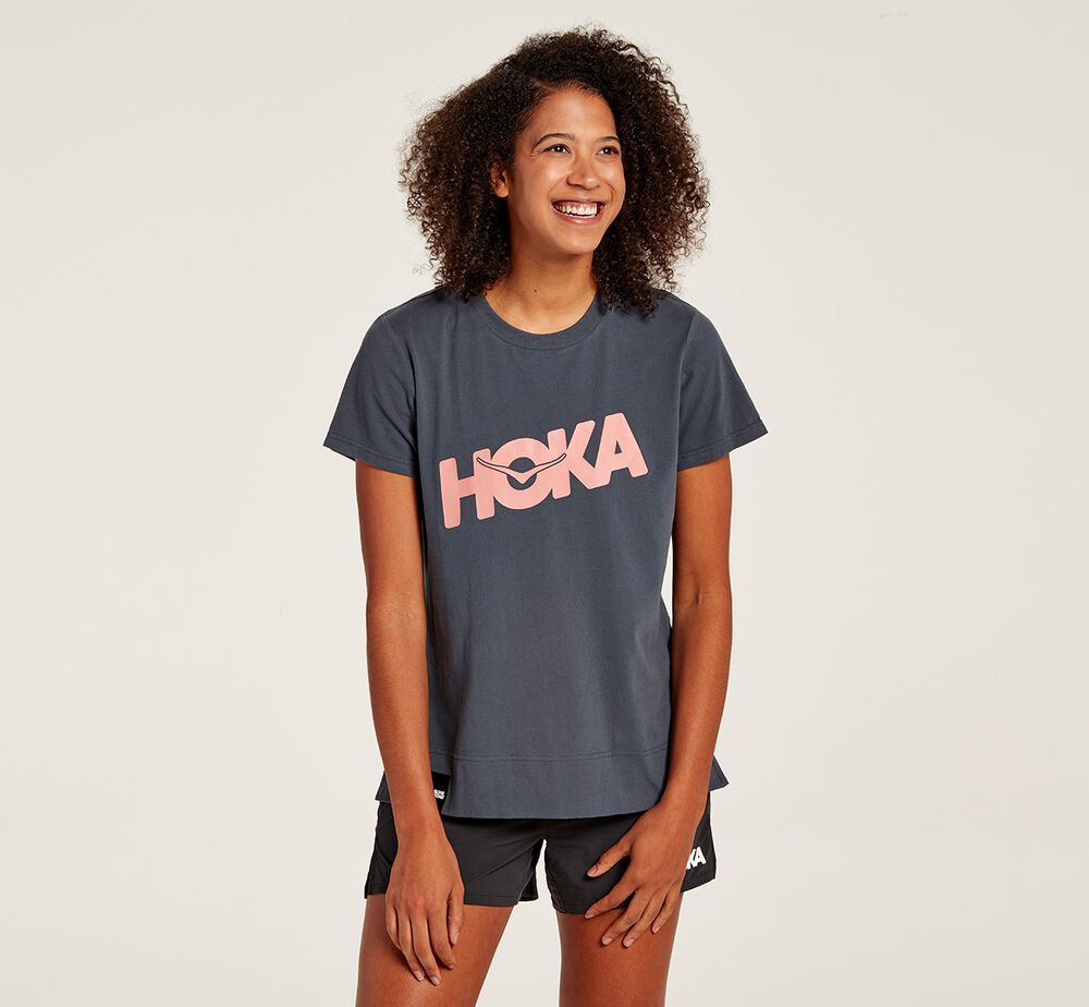 Hoka One One Brand T-Shirt Dam Blå - SE-2953176